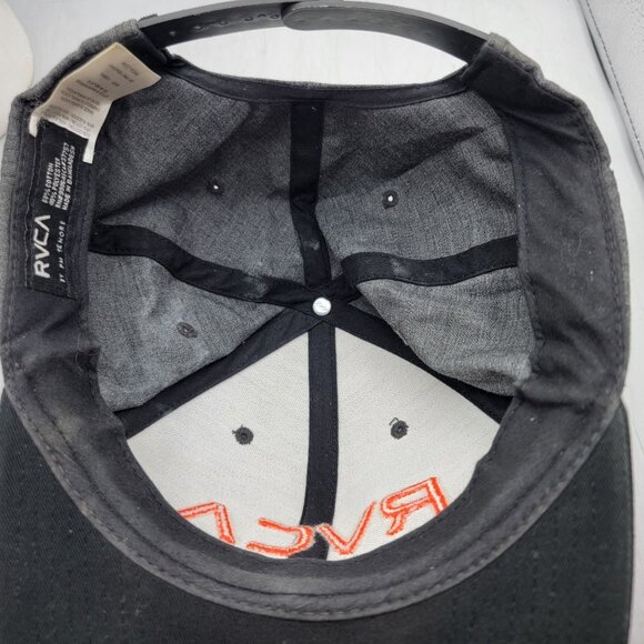 RVCA Mens Snapback Hat By Pm Tenore Black With Orange Logo - Picture 7 of 9